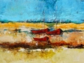 Red Boats At Sea